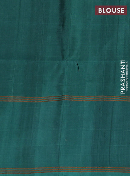 Violet & Teal Blue Pure Soft Silk Saree - Buttas