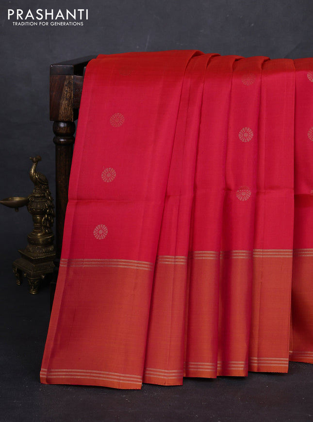 Pink & Mustard Yellow Pure Soft Silk Saree - Buttas