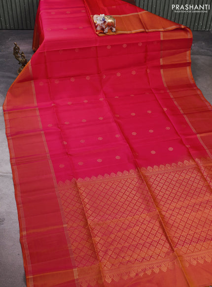 Pink & Mustard Yellow Pure Soft Silk Saree - Buttas