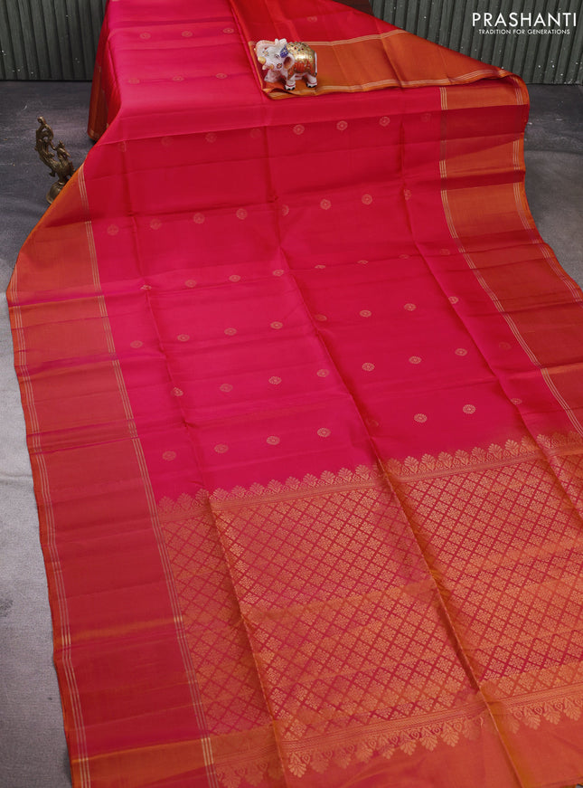 Pink & Mustard Yellow Pure Soft Silk Saree - Buttas