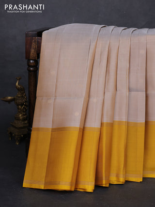 Beige & Yellow Pure Soft Silk Saree - Buttas