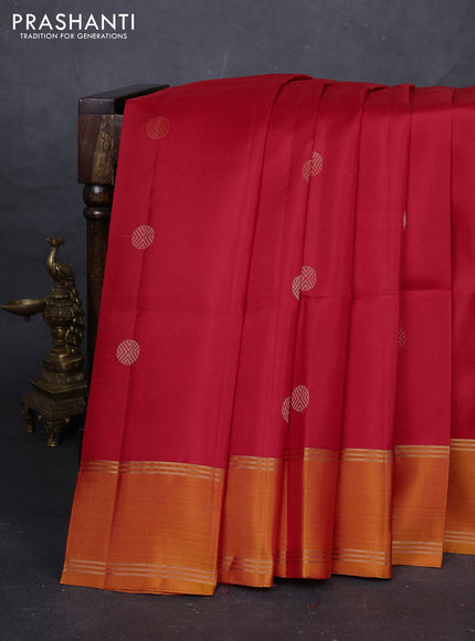 Red & Orange Pure Soft Silk Saree - Buttas