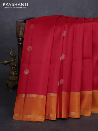 Red & Orange Pure Soft Silk Saree - Buttas