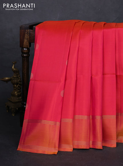 Pink & Mustard Yellow Pure Soft Silk Saree - Buttas