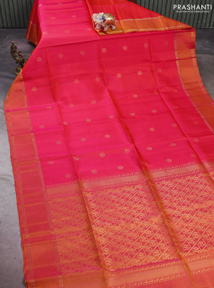 Pink & Mustard Yellow Pure Soft Silk Saree - Buttas