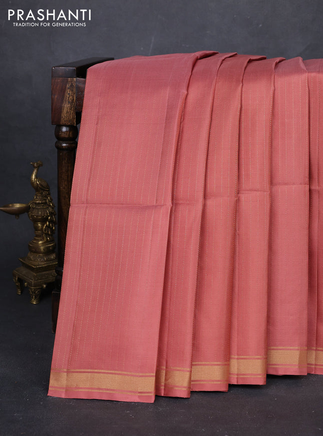 Peach   & Red Pure Soft Silk Saree - Buttas