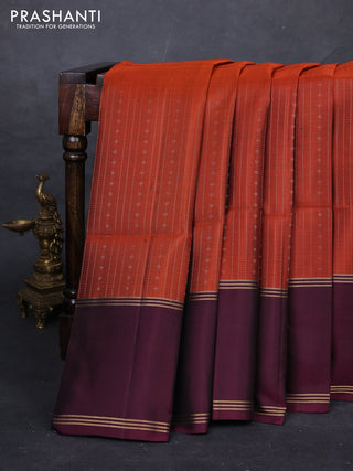 Rust & Wine Pure Soft Silk Saree - Buttas
