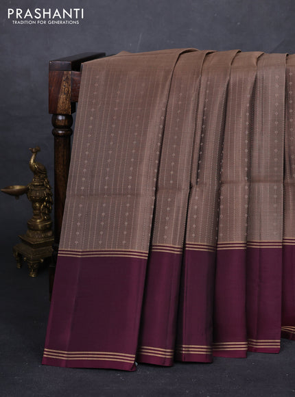 Brown & Wine Pure Soft Silk Saree - Buttas
