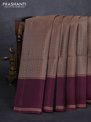 Brown & Wine Pure Soft Silk Saree - Buttas