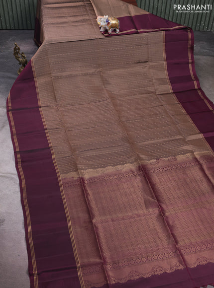 Brown & Wine Pure Soft Silk Saree - Buttas