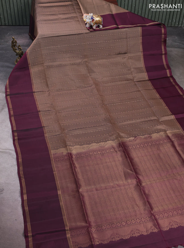 Brown & Wine Pure Soft Silk Saree - Buttas