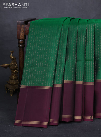 Green & Wine Pure Soft Silk Saree - Buttas
