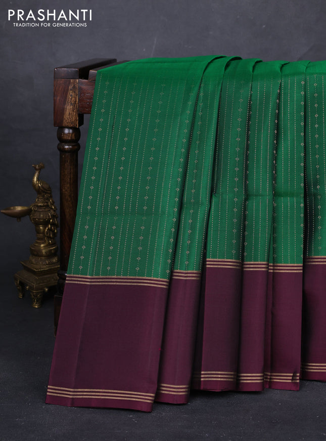 Green & Wine Pure Soft Silk Saree - Buttas