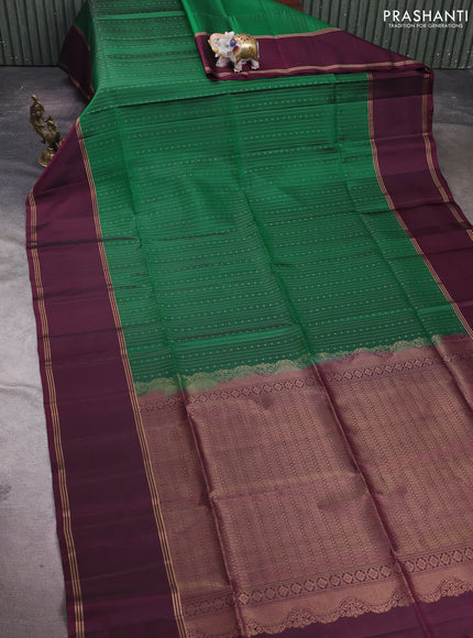Green & Wine Pure Soft Silk Saree - Buttas