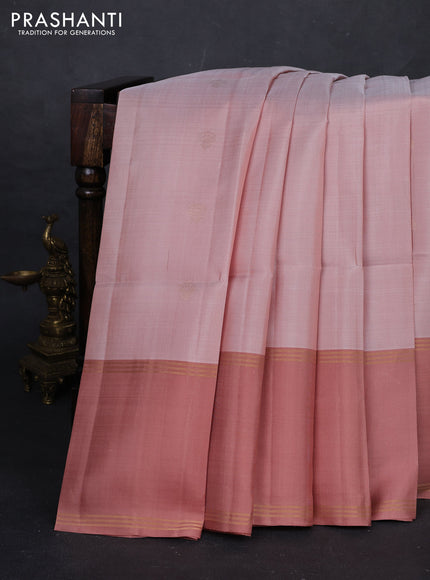 Pastel Peach & Peach    Pure Soft Silk Saree - Buttas