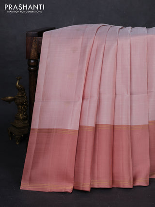 Pastel Peach & Peach    Pure Soft Silk Saree - Buttas
