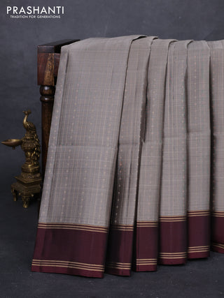 Grey & Maroon Pure Soft Silk Saree - Buttas
