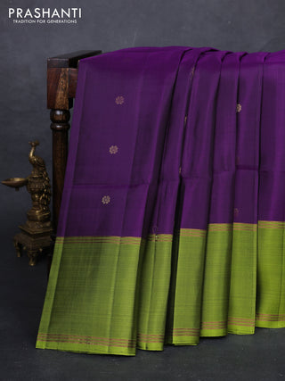 Purple & Green Pure Soft Silk Saree - Buttas