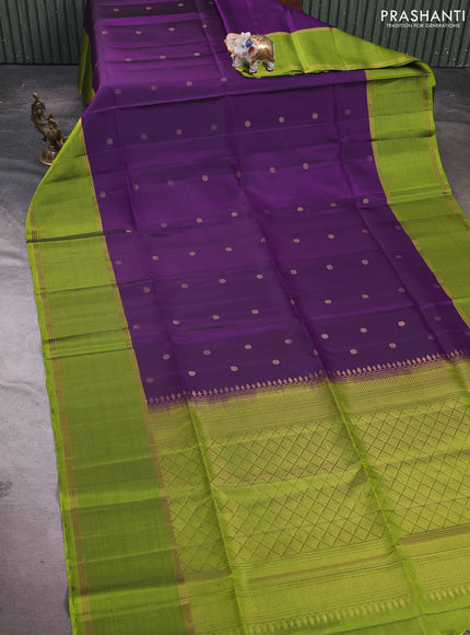 Purple & Green Pure Soft Silk Saree - Buttas