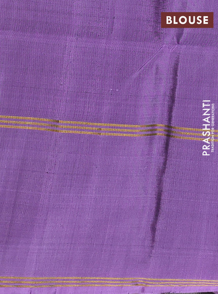 Peacock Green & Lavender Pure Soft Silk Saree - Buttas