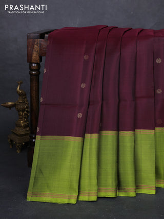 Maroon & Green Pure Soft Silk Saree - Buttas