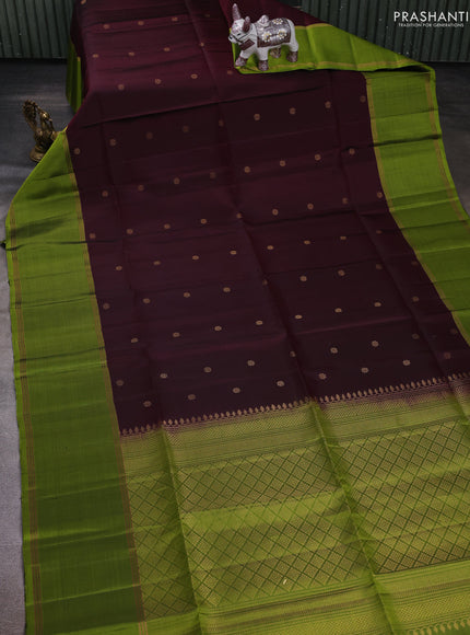 Maroon & Green Pure Soft Silk Saree - Buttas