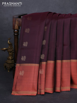 Coffee Brown & Orange Pure Soft Silk Saree - Buttas