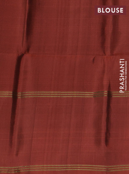 Coffee Brown & Orange Pure Soft Silk Saree - Buttas