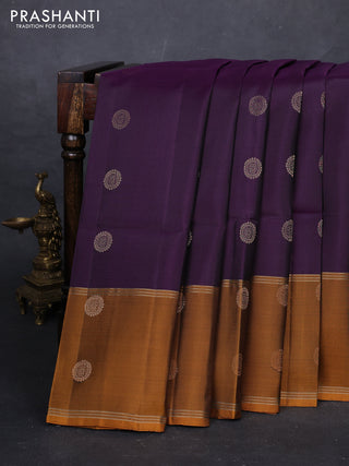 Purple & Mustard Yellow Pure Soft Silk Saree - Buttas