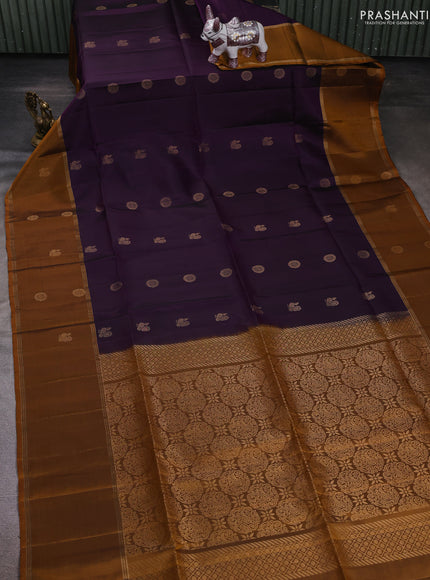 Purple & Mustard Yellow Pure Soft Silk Saree - Buttas