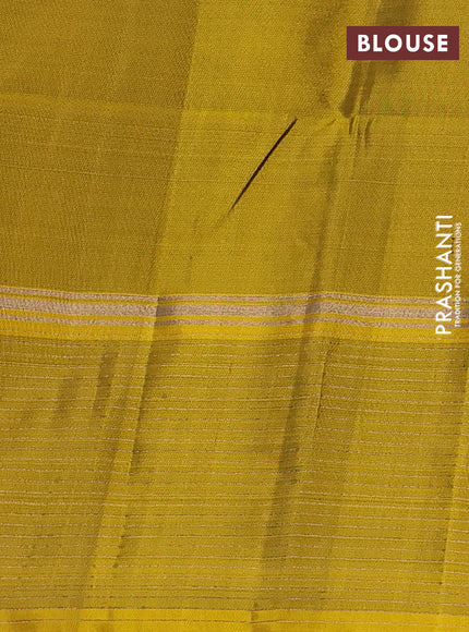 Blue & Mustard Yellow Pure Soft Silk Saree - Buttas