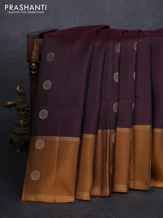 Coffee Brown & Mustard Yellow Pure Soft Silk Saree - Buttas