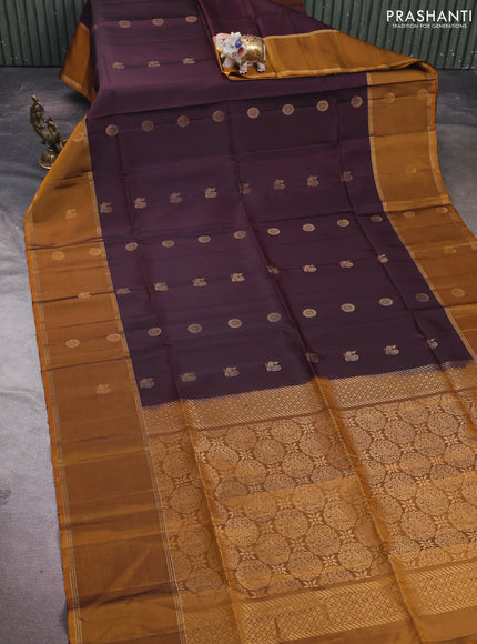 Coffee Brown & Mustard Yellow Pure Soft Silk Saree - Buttas
