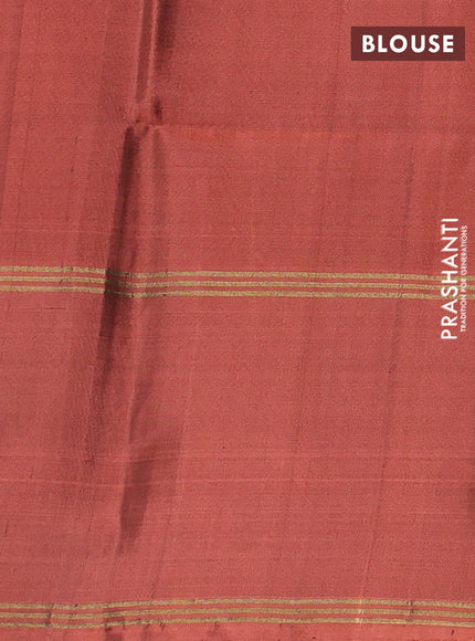 Navy Blue & Orange Pure Soft Silk Saree - Buttas