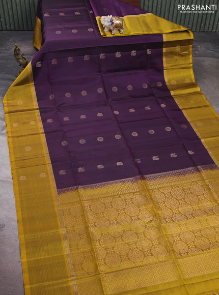 Purple & Mustard Yellow Pure Soft Silk Saree - Buttas