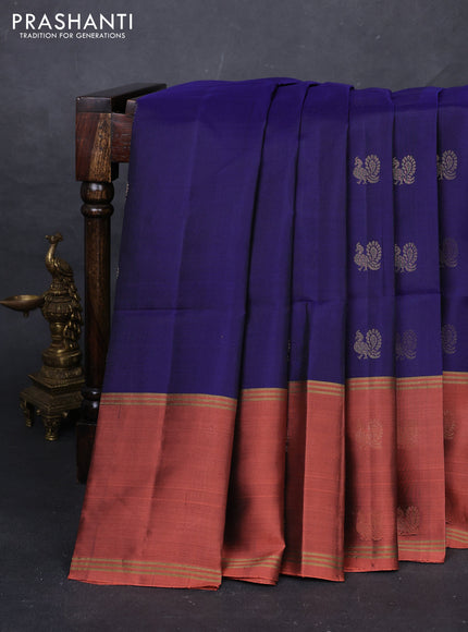 Violet & Orange Pure Soft Silk Saree - Buttas