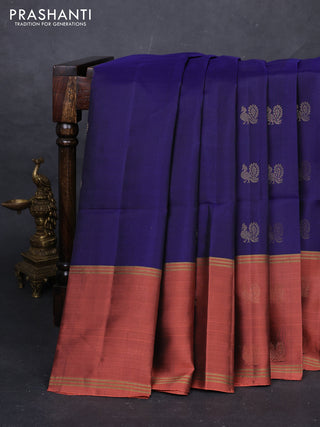 Violet & Orange Pure Soft Silk Saree - Buttas