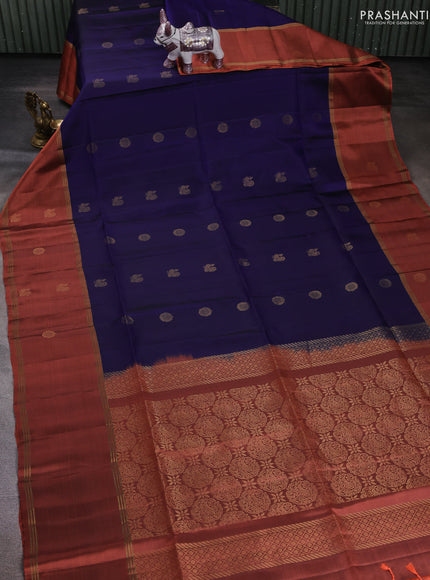 Violet & Orange Pure Soft Silk Saree - Buttas