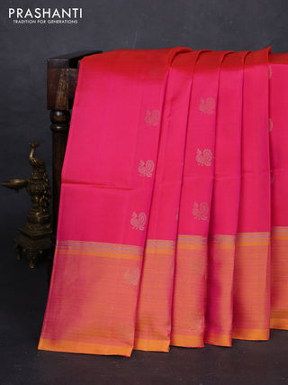 Pink & Yellow Pure Soft Silk Saree - Buttas