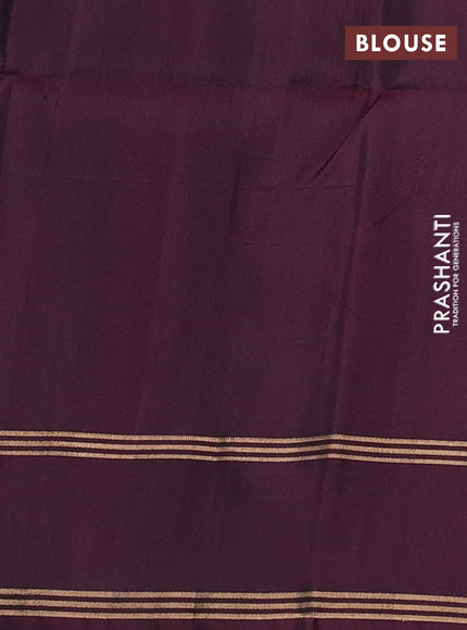 Mauve Pink & Wine Pure Soft Silk Saree - Buttas