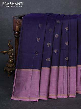 Navy Blue & Pastel Pink Pure Soft Silk Saree - Buttas
