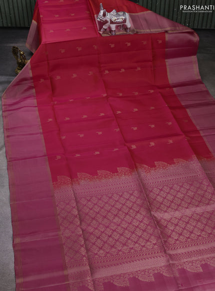 Pink & Pastel Pink Pure Soft Silk Saree - Buttas