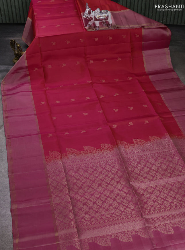 Pink & Pastel Pink Pure Soft Silk Saree - Buttas