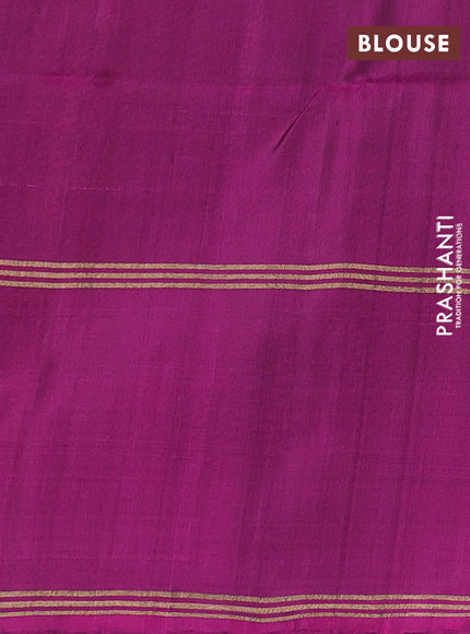 Bottle Green & Magenta Pink Pure Soft Silk Saree - Buttas