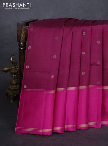 Magenta Pink & Pink Pure Soft Silk Saree - Buttas