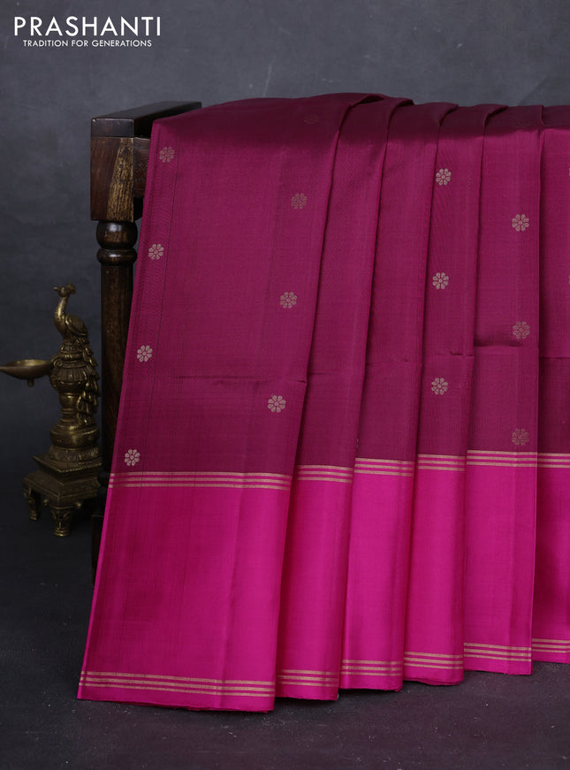Magenta Pink & Pink Pure Soft Silk Saree - Buttas