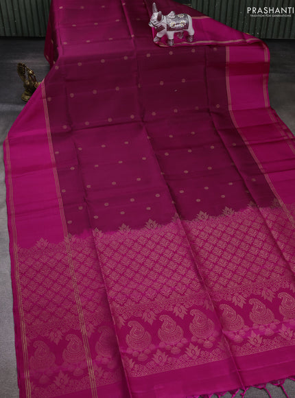 Magenta Pink & Pink Pure Soft Silk Saree - Buttas