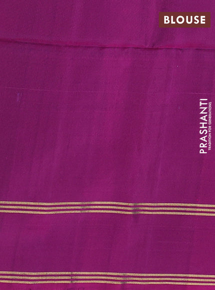 Green & Magenta Pink Pure Soft Silk Saree - Buttas