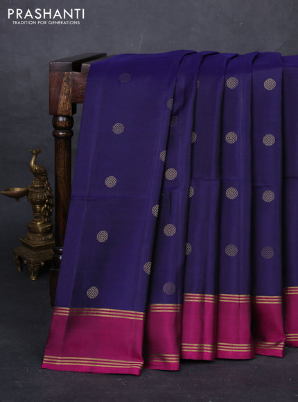 Violet & Magenta Pink Pure Soft Silk Saree - Buttas