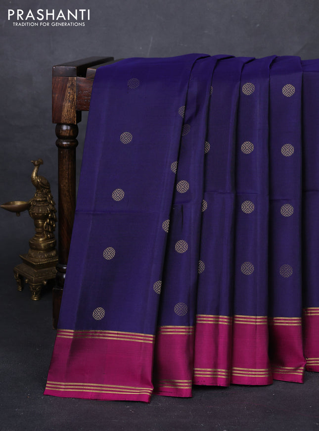 Violet & Magenta Pink Pure Soft Silk Saree - Buttas